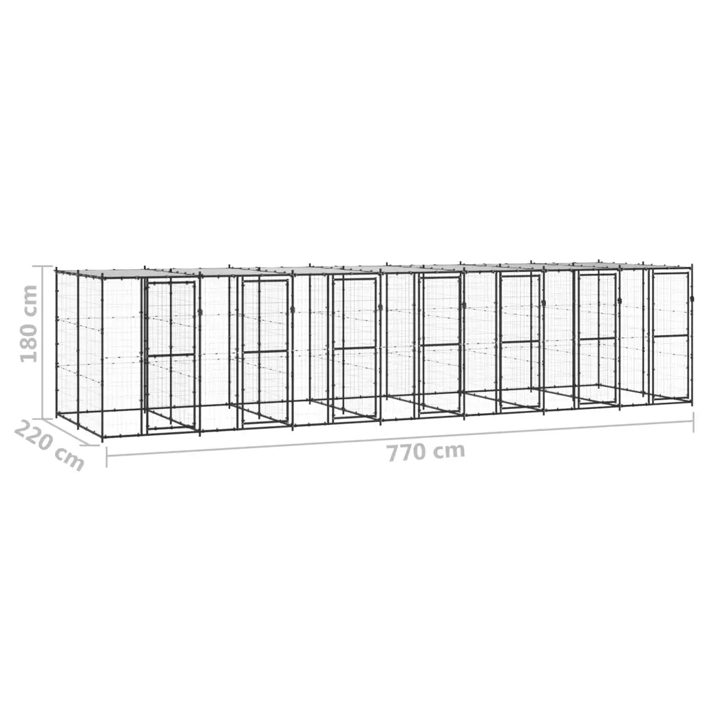 Gabbia per Cani da Esterno in Acciaio con Tetto 16,94 mÂ² cod mxl 56931