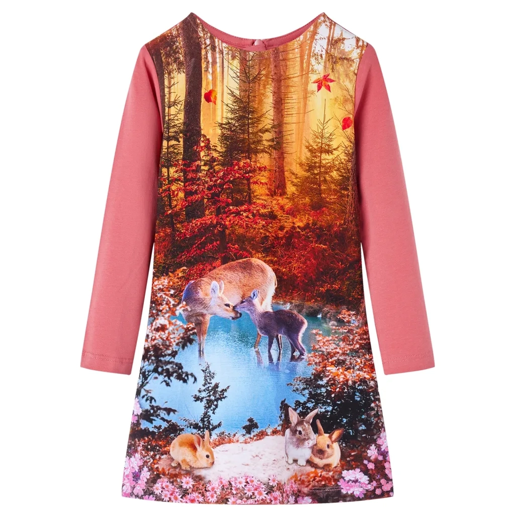 Abito da Bambina a Maniche Lunghe Rosa Antico 140cod mxl 108239