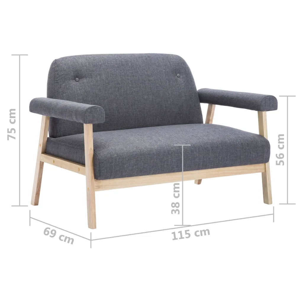 Divano a 2 Posti-Sofa 2 Posti in Tessuto Grigio Scuro 351604