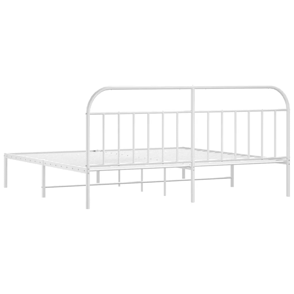 Giroletto con Testiera-Struttura Letto con testiera Metallo Bianco 193x203 cm 148532
