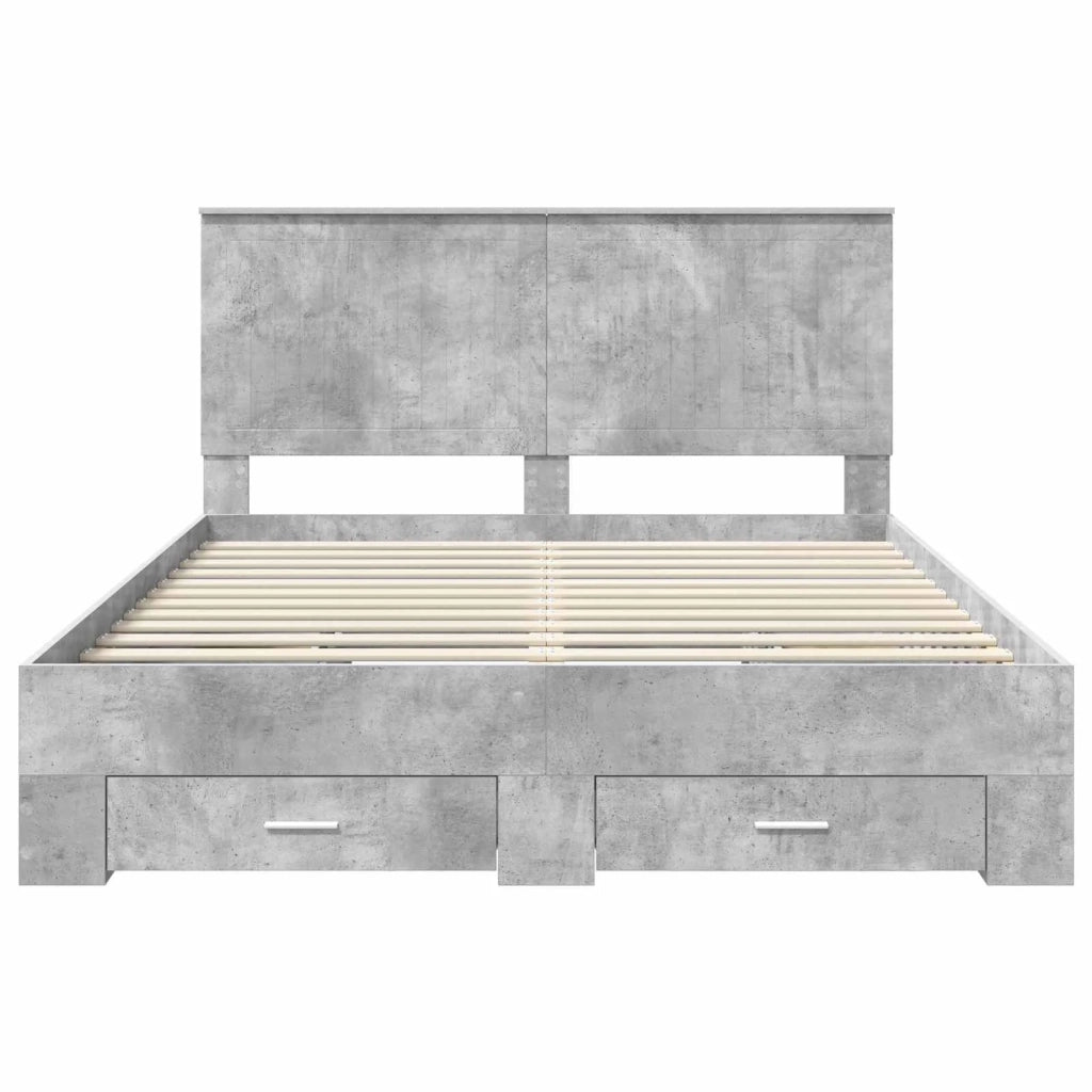 Struttura del letto con testiera Grigio cemento 150 x 200 cm