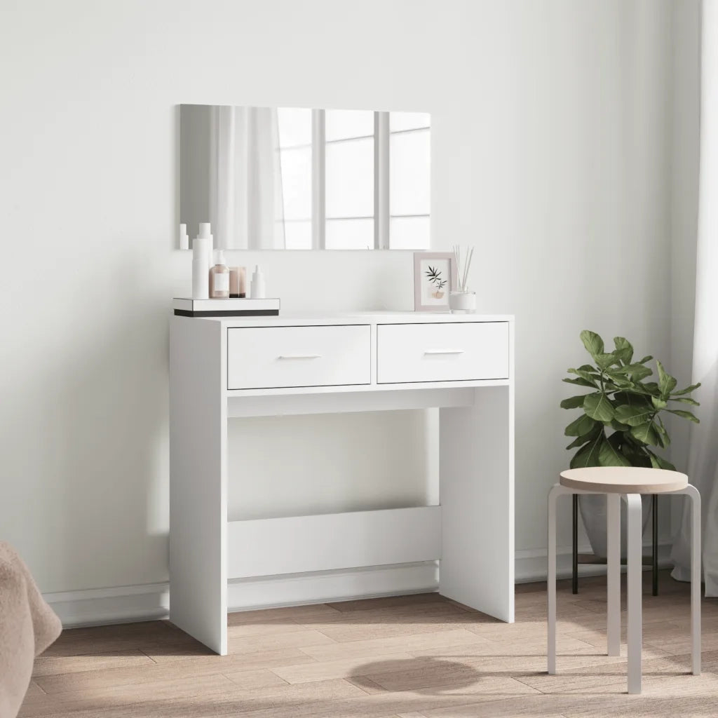 Toeletta con Specchio-Tavolo da Vanit¨¤ Bianco 80x39x80 cm