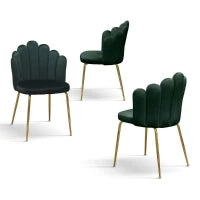 PAZZO DESIGN Sedia Sissi Verde set da 4 in velluto e gambe in metallo