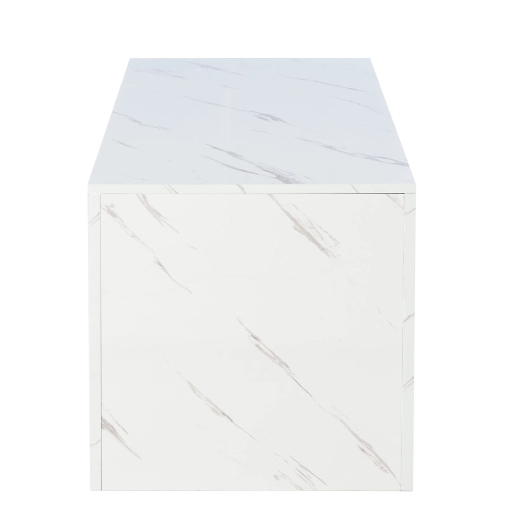 Tavolino da caff猫 100x50x50 cm; LED con ampio vano portaoggetti; pannello truciolare bianco