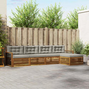 Set di divani da esterno 5 pcs Grigio Naturale e Chiaro
