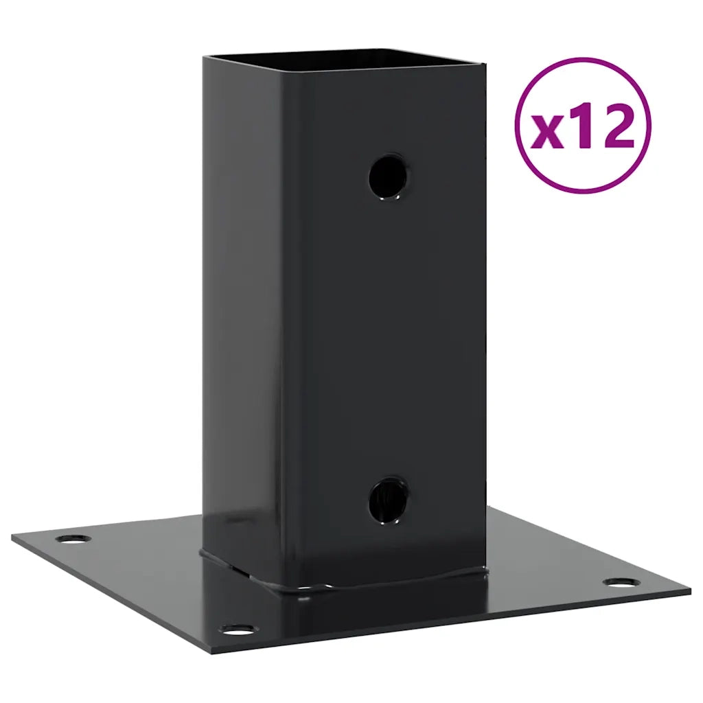 Basi per Pali Quadrati 12 pz 61x61mm Acciaio Verniciato Polvere