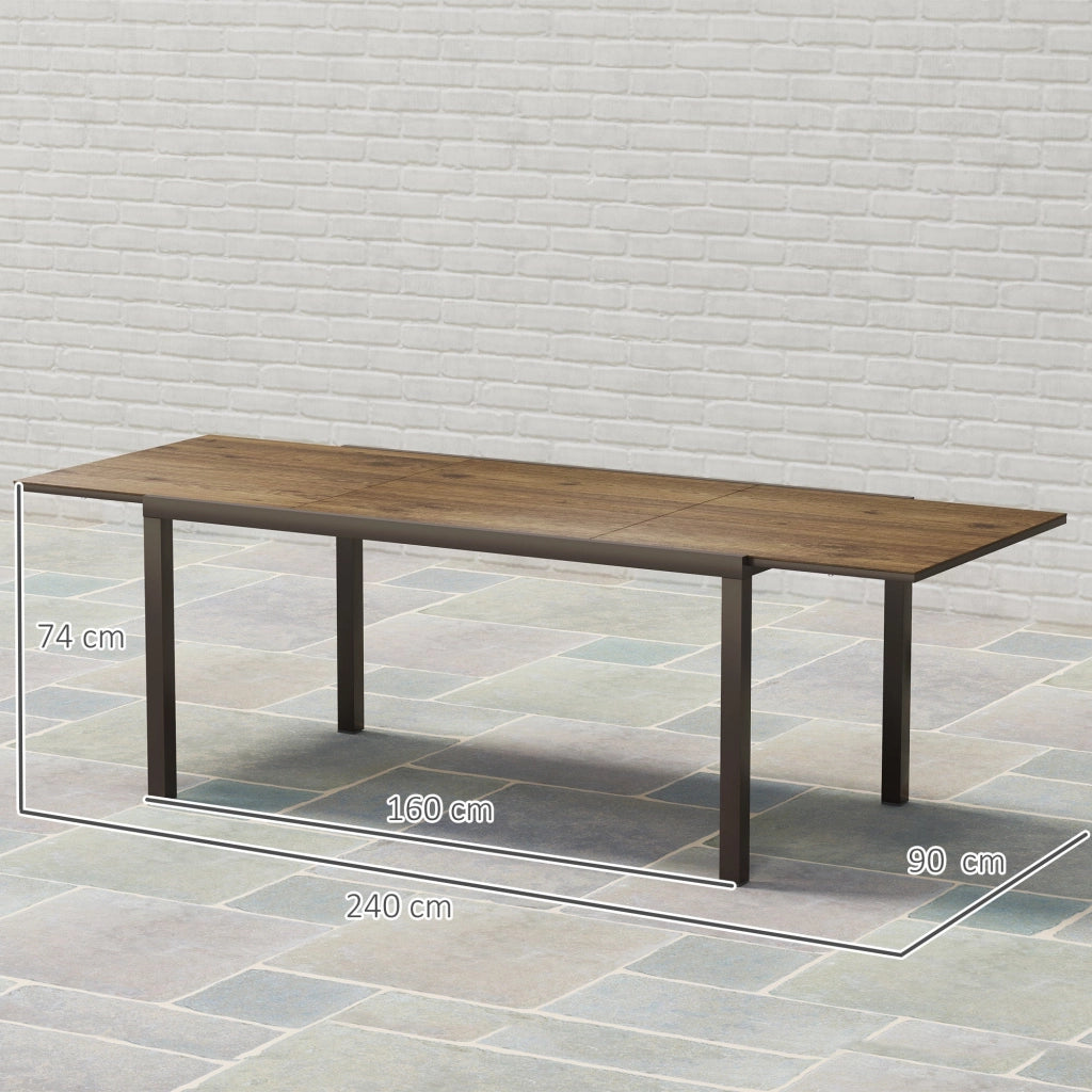 Tavolo da Giardino 160-240x90x74 cm per 6-8 Persone Piano Effetto Legno