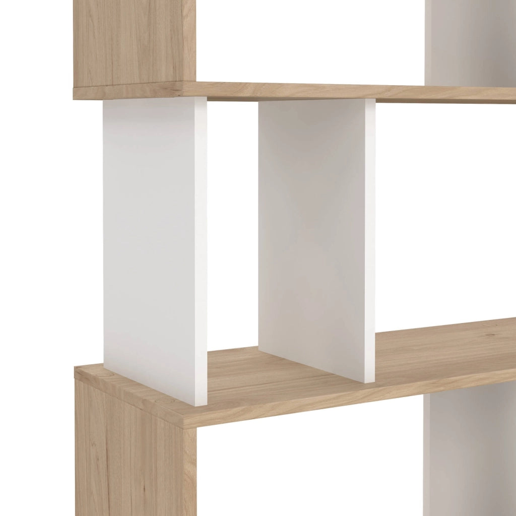 Libreria Arg, Scaffale da ufficio, Mobile portalibri, Biblioteca, 80x30 h174 cm, Rovere e Bianco
