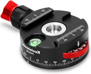 Stativa panoramica 360° - testa stativa metallica completa con rotatore di indexazione - compatibile con piatto di rilascio rapido Arca Swiss