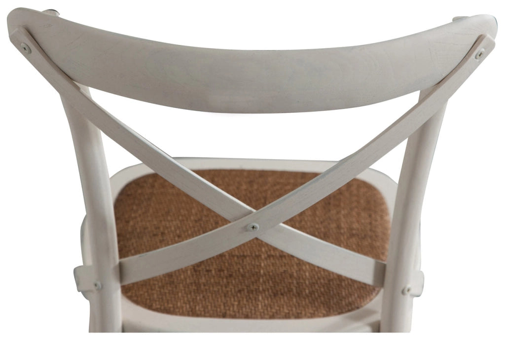 Biscottini Sedia Thonet in massello di frassino e seduta rattan finitura bianca anticata 48x52x88 cm