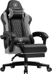 Sedia da gaming, sedia da gamer, sedia da ufficio ergonomica, con lombi e cuscini regolabili con poggiapiedi, sedia da gioco imbottita, portata 150 kg, colore grigio