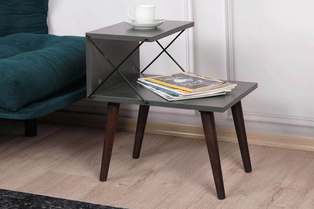 Comodino in legno "Cross" 50 x 40 x 55 cm - Antracite