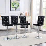 Sgabello da bar in PVC con finitura effetto coccodrillo, seduta imbottita impermeabile per cucina e bar, nero