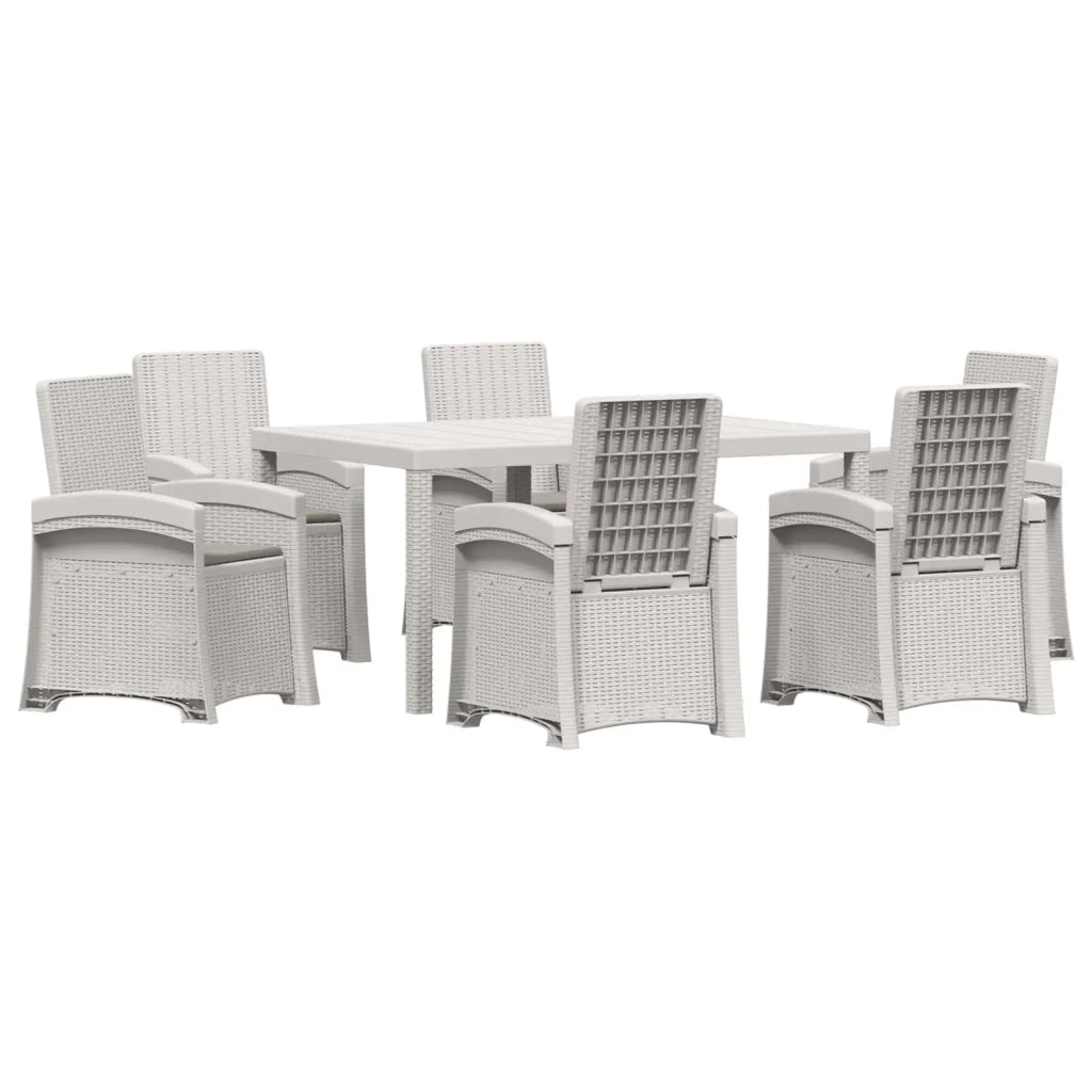 Set da Pranzo per Giardino 7 pz Bianco e Grigio Chiaro PP 3430146