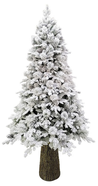 Albero di Natale Artificiale Innevato 180 cm 25 Rami con Pigne e Tronco Cedro Verde