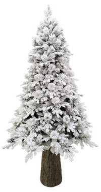 Albero di Natale Artificiale Innevato 180 cm 25 Rami con Pigne e Tronco Cedro Verde