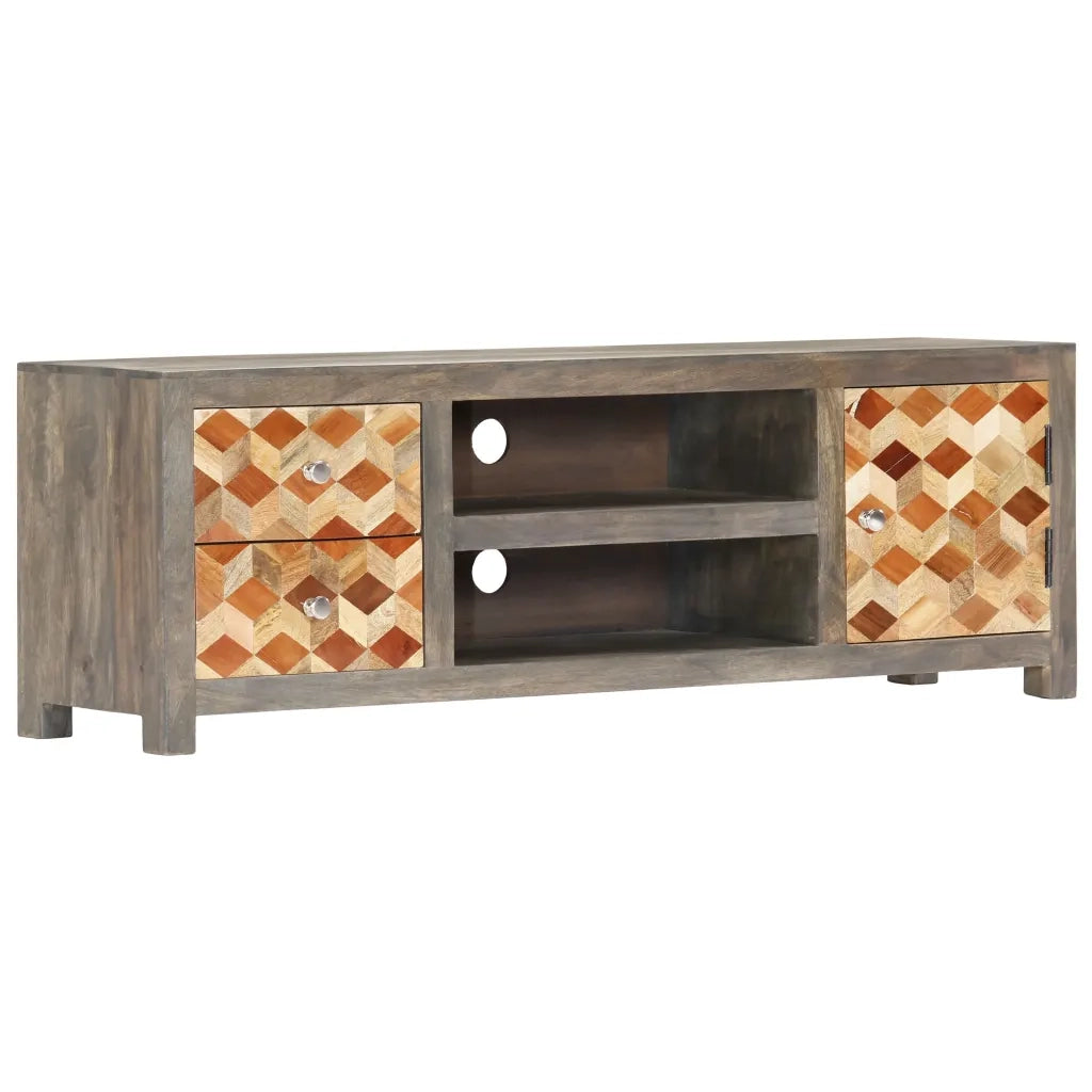 Mobile Porta TV Grigio 120x30x40 cm in Legno Massello di Mango cod mxl 10148