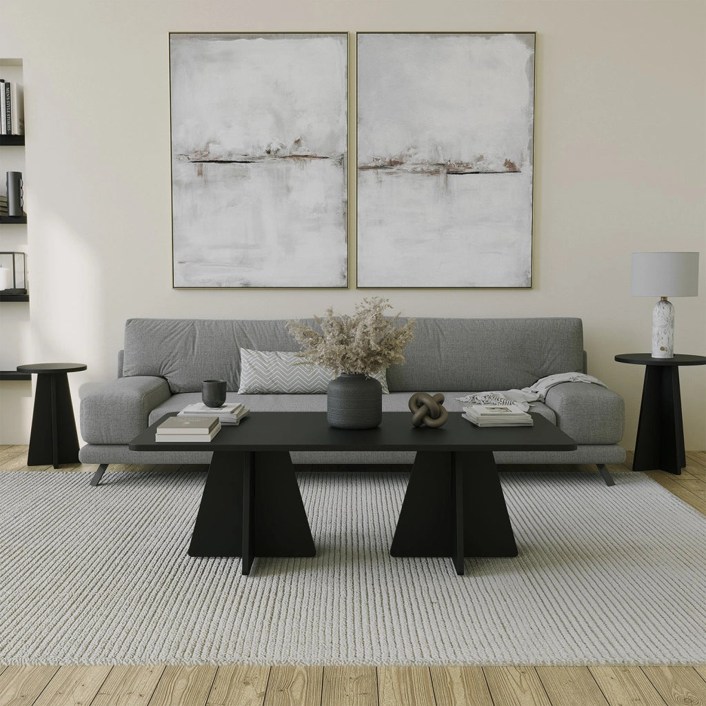 Ottana, Tavolino da Salotto Forma Rettangolare, 120x60x40h cm Nero