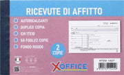 BLOCCHETTO PER RICEVUTE DI AFFITTO AUTORICALCANTE RILASCIA 2 COPIE 17X10 CM - 50 FOGLI - 1280.2 DATA