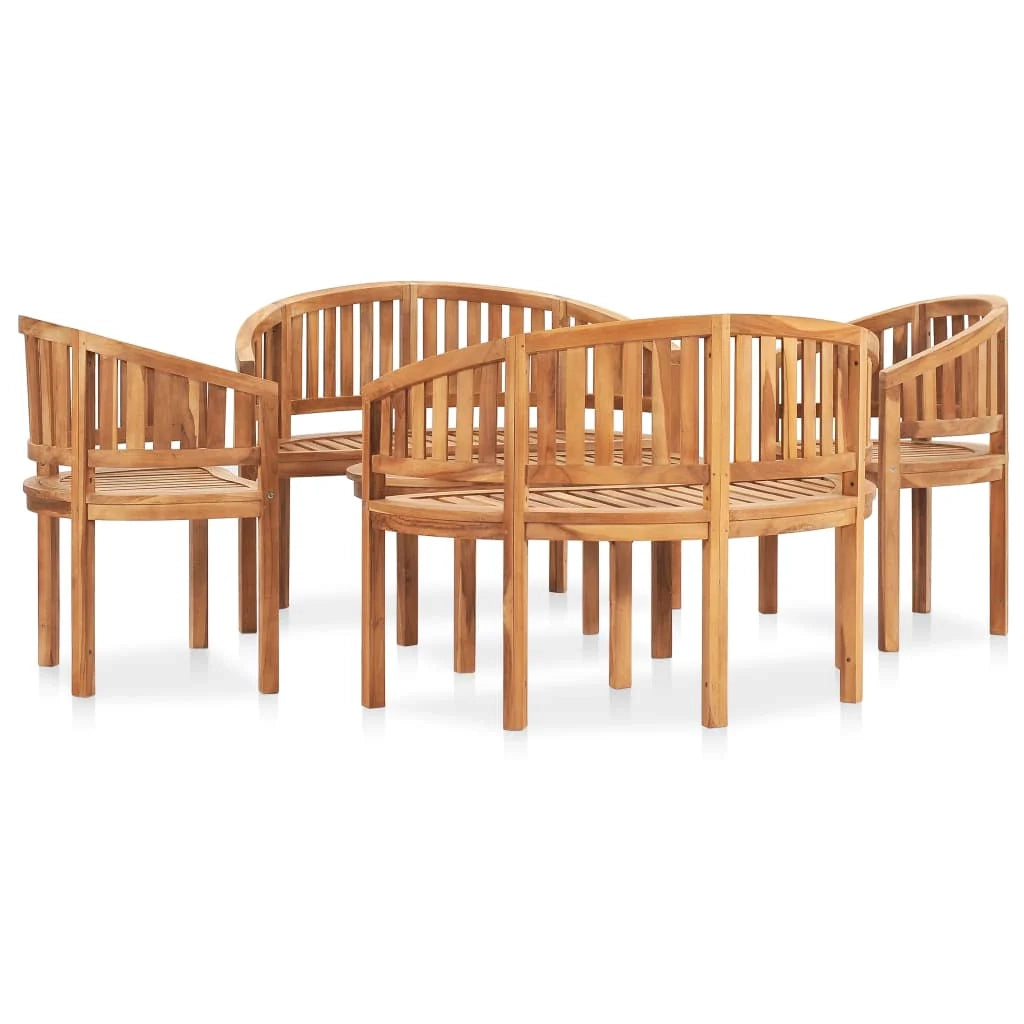 Mobili da giardino mobili da esterno Set di mobili da 5 pezzi in legno massello di teak a forma di banana 02_0016580