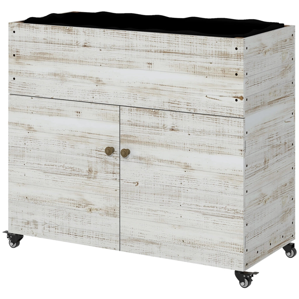 Cassone per piante con ruote e ripiano ¨C Minimal ¨C 110x50x95 cm, bianco