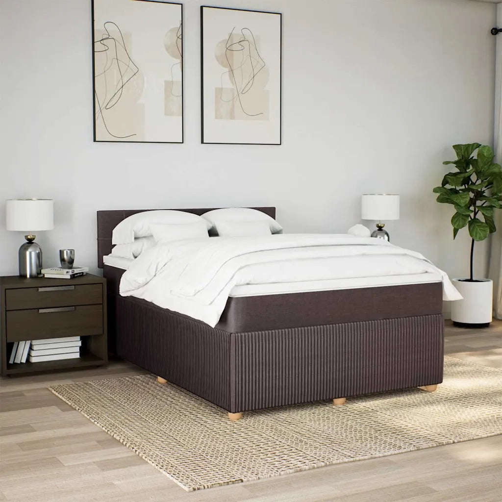 Giroletto a Molle con Materasso Marrone Scuro 140x200cm Tessuto 3289782