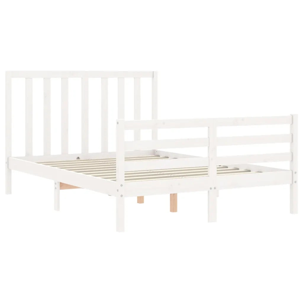 Letto senza Materasso-Struttura Letto Bianco 140x190 cm Legno Massello di Pino 567413