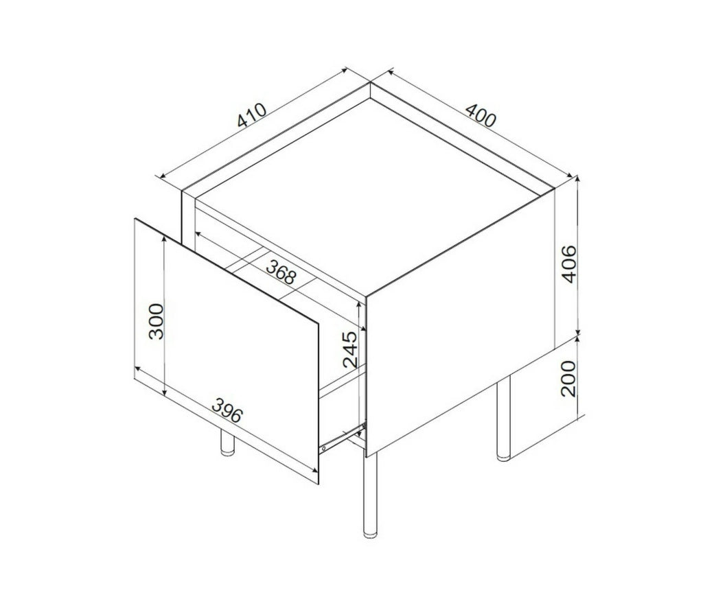 Set di 2 comodini Preci, Comò basso con cassetto e vano interno, Finitura effetto liscio, 40x41 h60 cm, Beige e Rovere