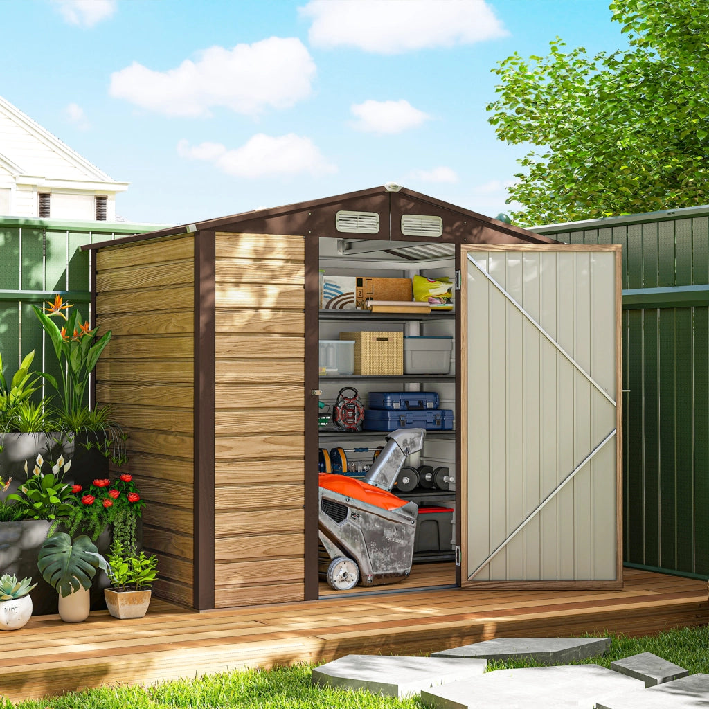 Casetta da Giardino ¨C zephmum ¨C Acciaio, Colore Quercia, 1.9x1.3m