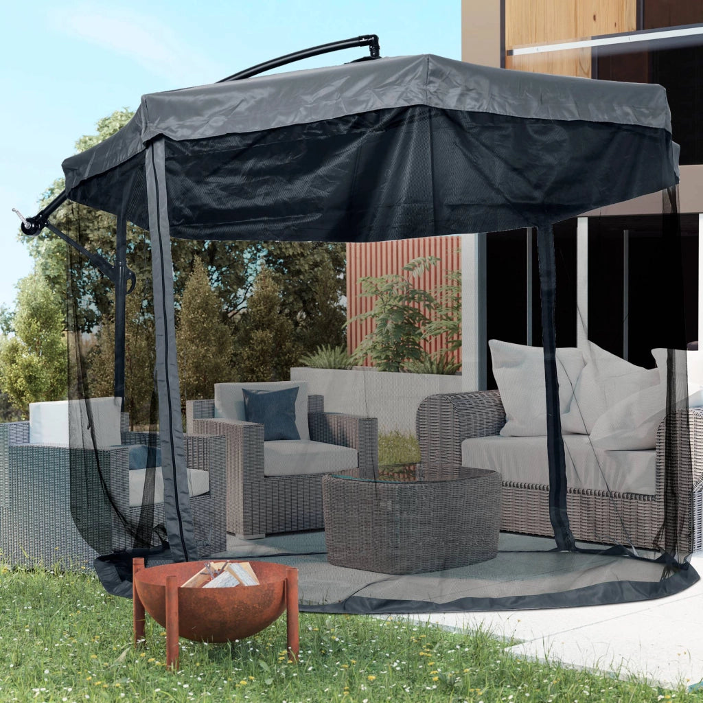 Ombrellone da Giardino con Zanzariera 3x3 m ¨C zephmum ¨C Grigio Scuro