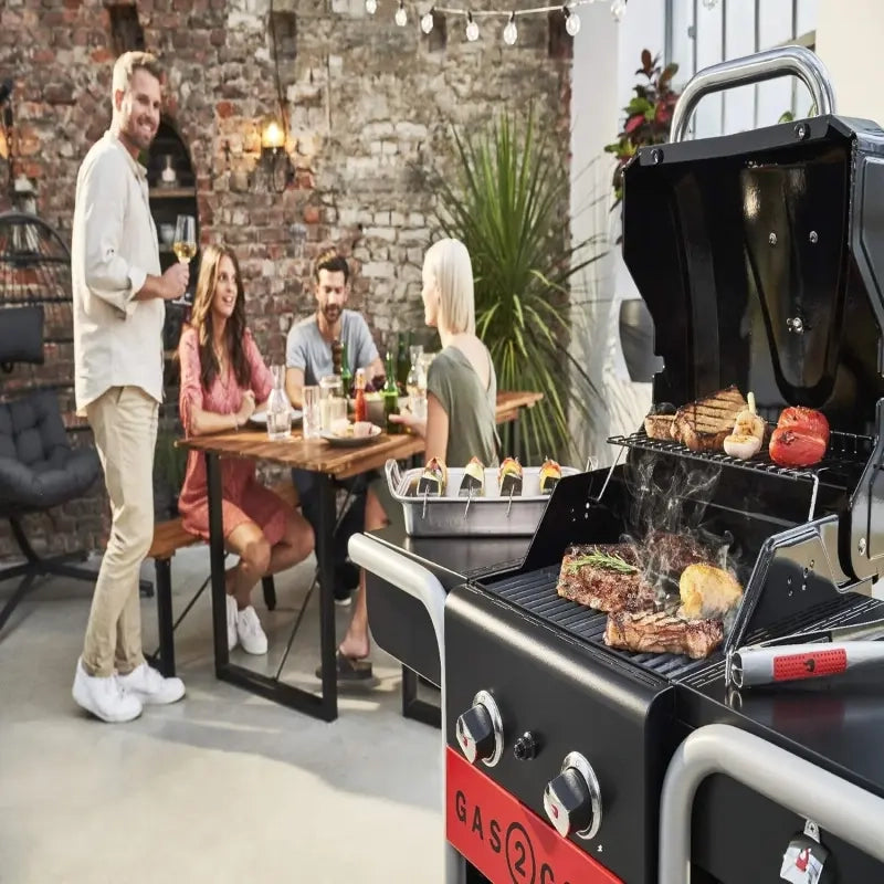 Char-Broil Gas2Coal. Barbecue ibrido (a gas e a carbonella). colore nero