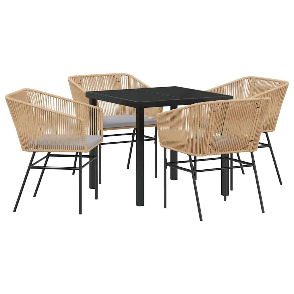 Set da Pranzo per Giardino con cuscino 5 pcs Marrone 3380926