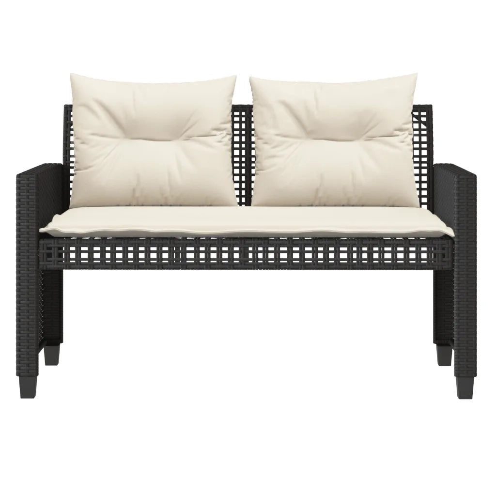 Salotto da Giardino-Set Divani da Giardino 4 pz con Cuscini Nero Polyrattan Vetro