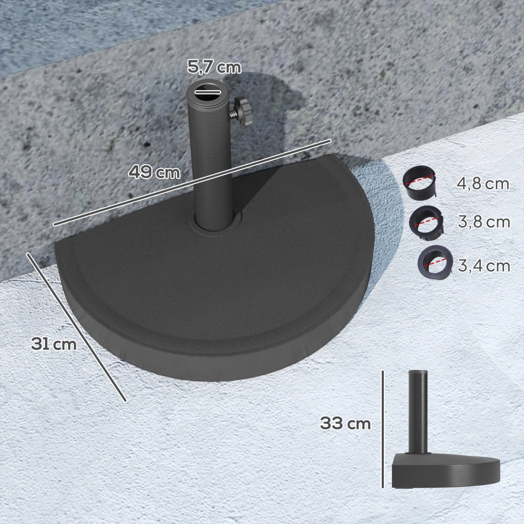 Base per Parasole 9 kg in Resina per Mastro 32, 38, 48 mm ¨C Zephmum ¨C Nero 49x31x33 cm