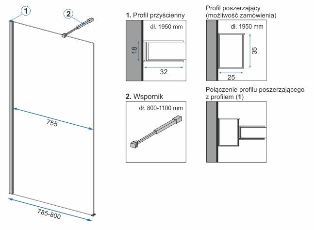 Parete Doccia Rea Aero N 80 Transparent Mensola Evo