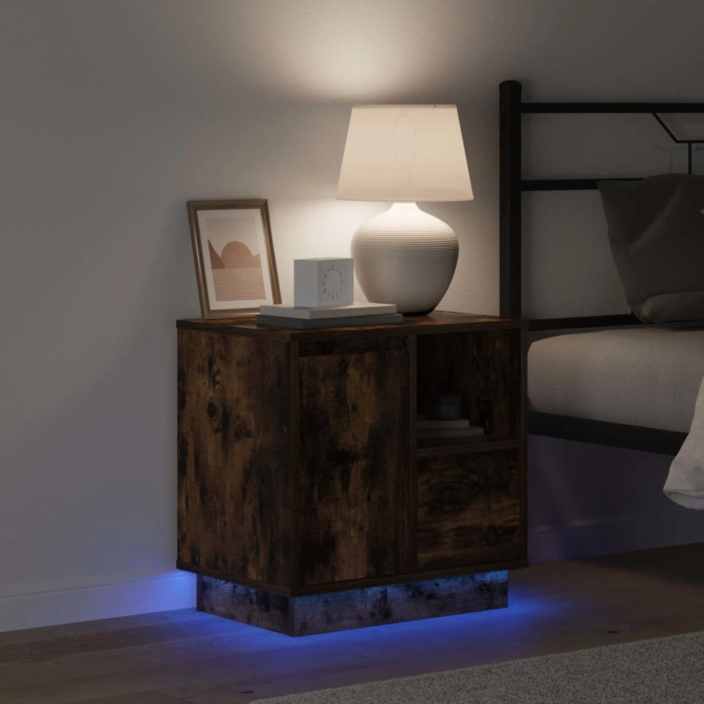Comodino | Armadio da Notte | Mobiletto da notte con cassetto Rovere fum¨¦ 50 x 34,5 x 50 cm.