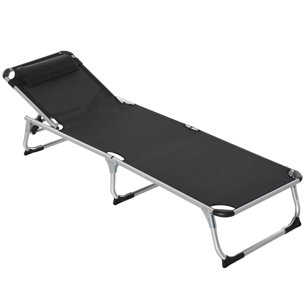 Lettino pieghevole da giardino con cuscino testa ¨C zephmum ¨C 4 livelli regolabili, nero, 120 kg