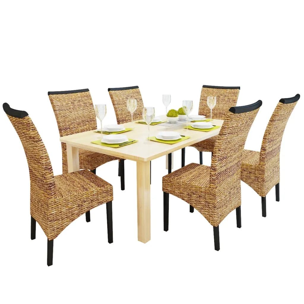 Sedie da Pranzo 6 pz in Abaca e Legno Massello di Mango 274199