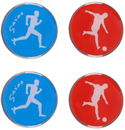 Set di pallini da calcio a forma di moneta - 4 pezzi - Disegno a doppia faccia - Moneta del direttore di gara colorata - Materiale in metallo duraturo - Formato compatto - Pallini da calcio da tosse