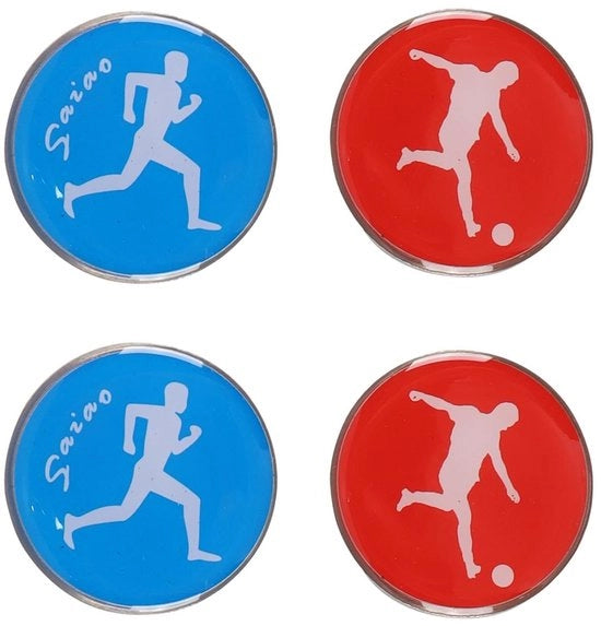 Set di pallini da calcio a forma di moneta - 4 pezzi - Disegno a doppia faccia - Moneta del direttore di gara colorata - Materiale in metallo duraturo - Formato compatto - Pallini da calcio da tosse