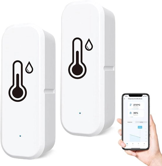 Termometro e Igrometro WiFi per interni - Sensore intelligente senza fili con App - Misuratore di temperatura e umidità con registrazione dei dati - Notifiche in tempo reale e storia - Pacchetto da 2 unità