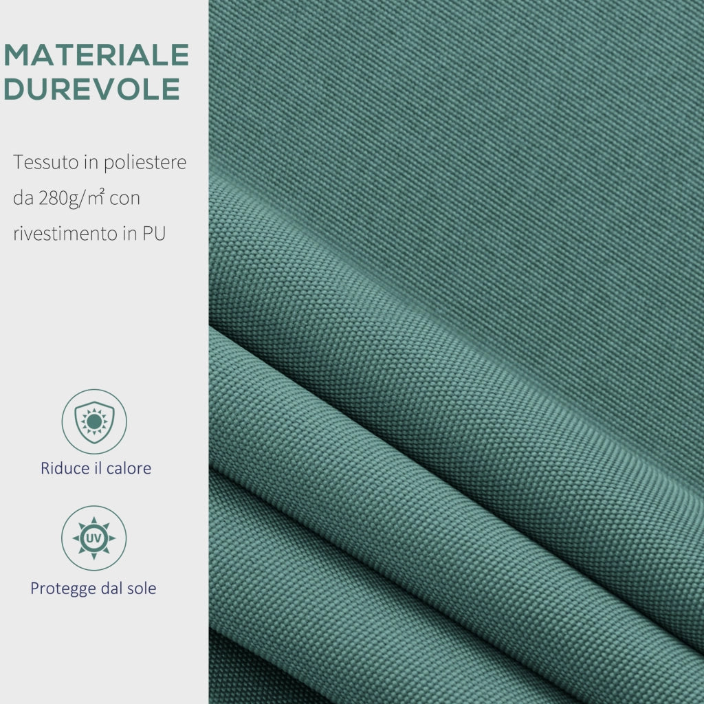 Tenda da Sole a Bracci 2.5x2m Avvolgibile Manuale in Alluminio e Poliestere Verde