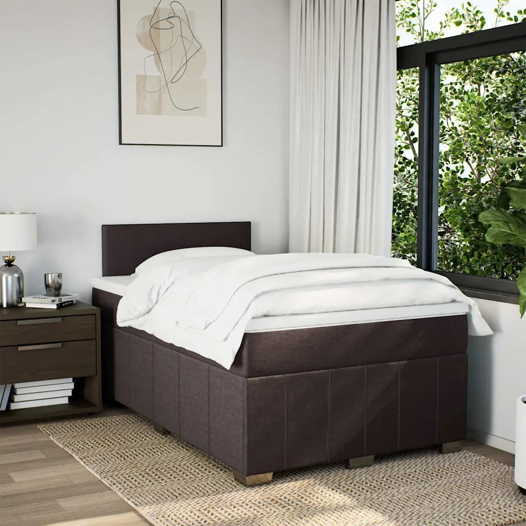 vidaXL Giroletto a Molle con Materasso Marrone Scuro 120x190cm Tessuto
