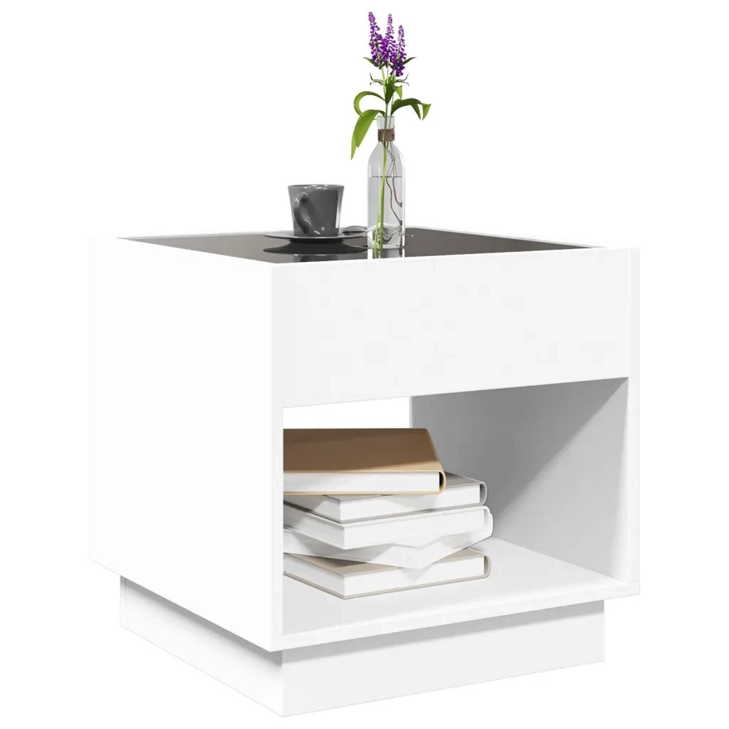Tavolino da Salotto con LED Infinity-Tavolino da soggiorno Bianco 50x50x50 cm