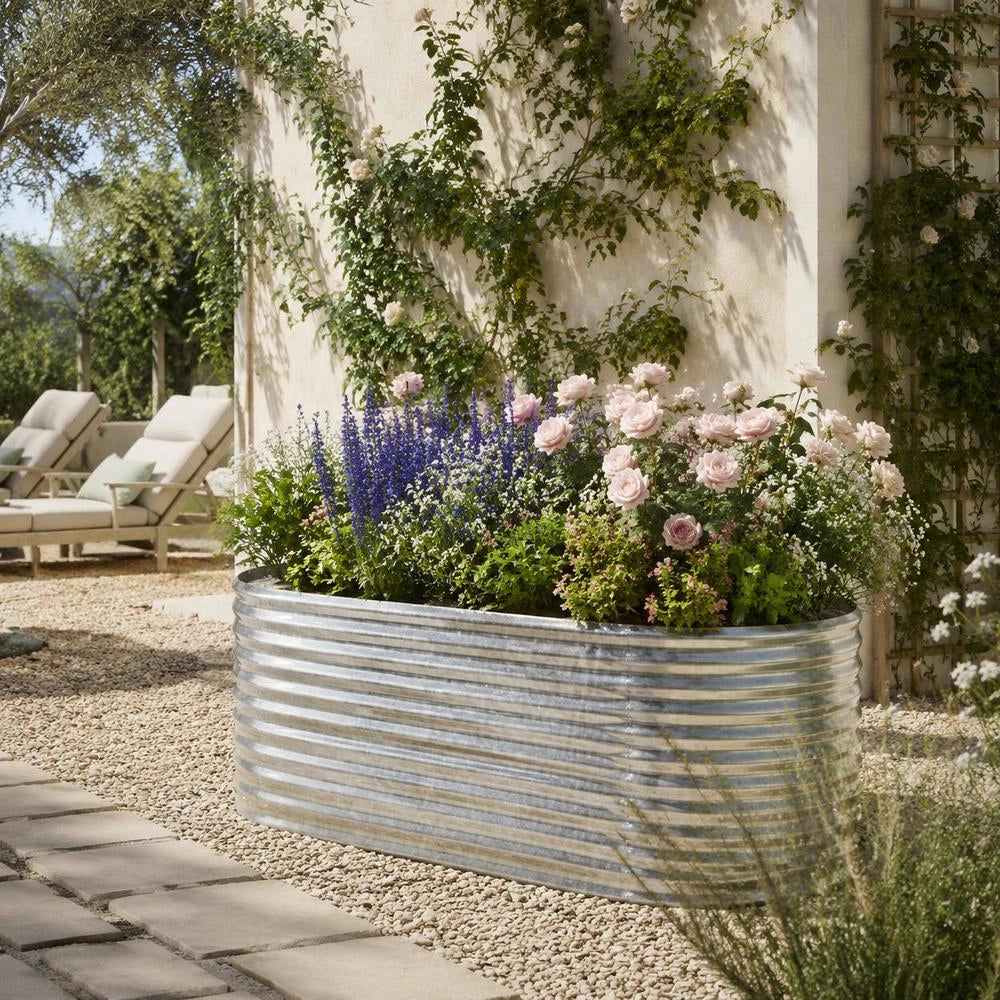 Raised Garden Bed, Galvanized Steel, 152x80x68 Cm, Silver