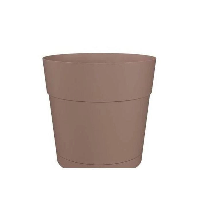 Barattolo di fiori e capri rotondo rotondo - plastica - serbatoio dell'acqua - 35 cm di diametro - taupe - artevasi