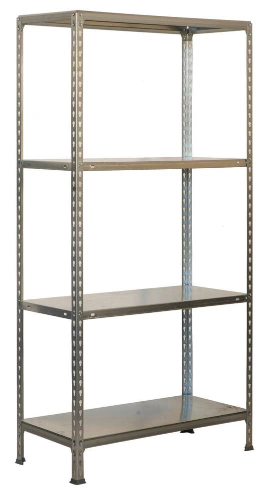 Scaffale in metallo Simon Rack senza viti colore galvanizzato 4 ripiani 1600x800x300 mm Made in Spain