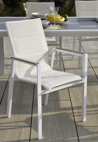 Sedia da Giardino 56x66xh90 cm in Alluminio e Texilene Riverside Bianco