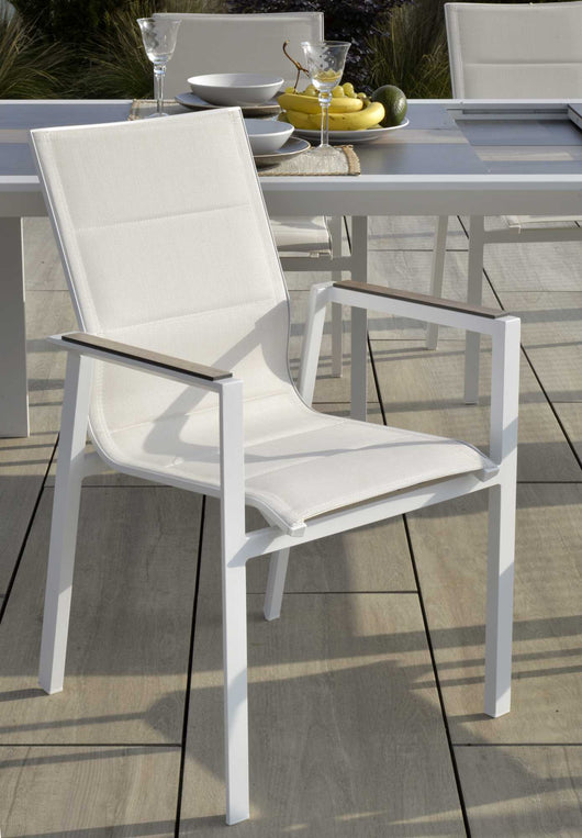 Sedia da Giardino 56x66xh90 cm in Alluminio e Texilene Riverside Bianco