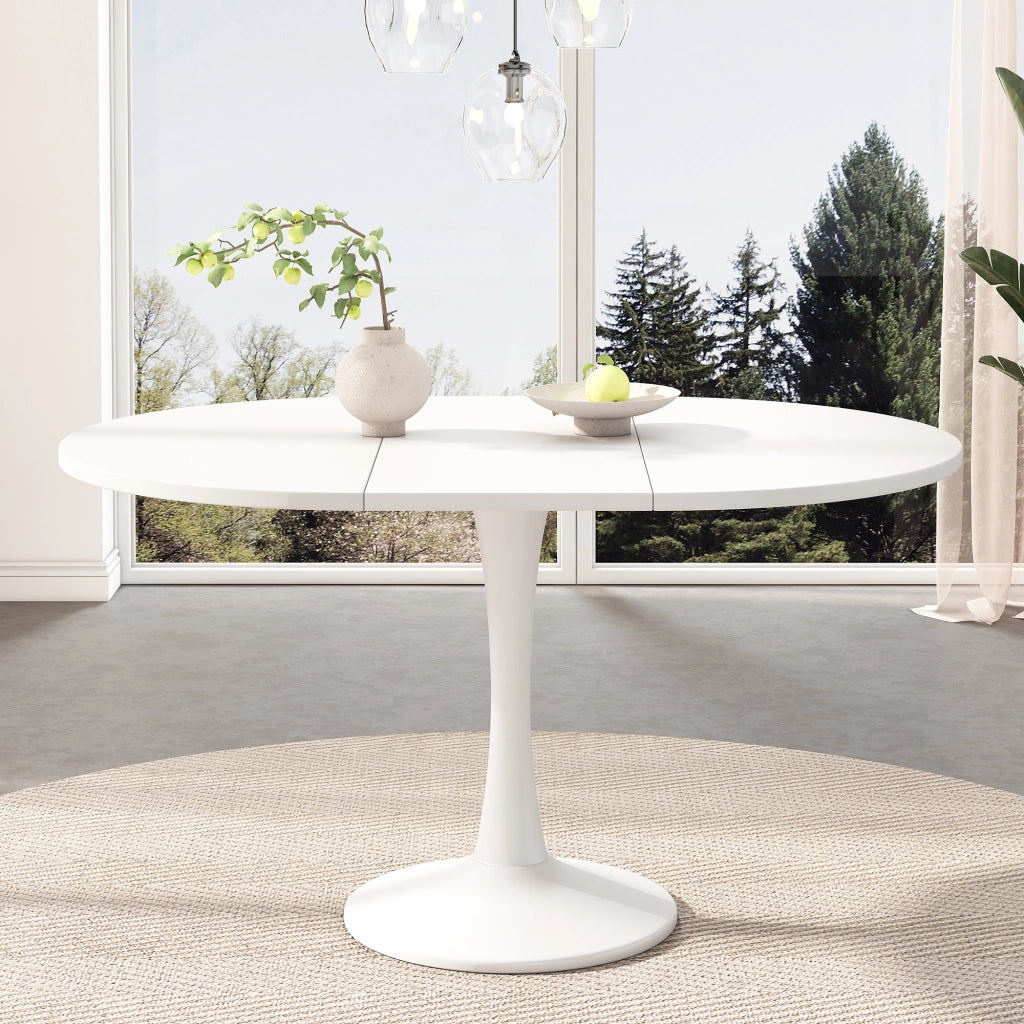 Tavolo da pranzo allungabile ovale 100/140x100 cm, bianco